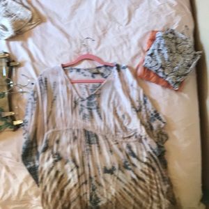 Pink and light blue blouse